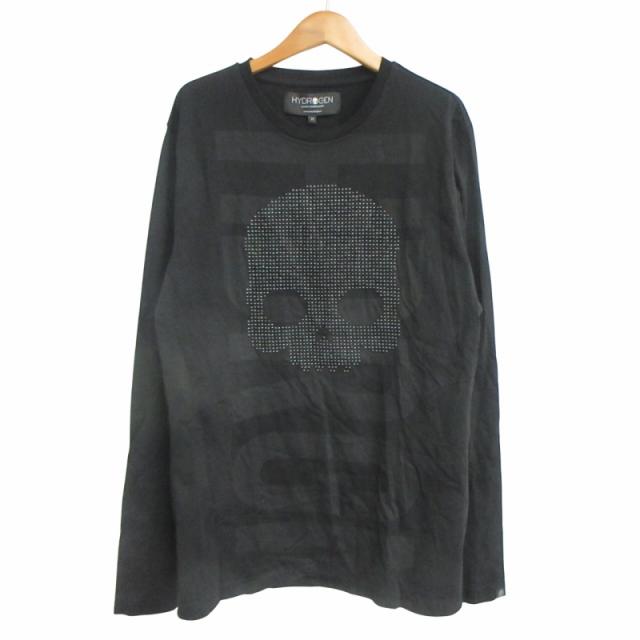 【中古】ハイドロゲン HYDROGEN 美品 スカル スタッズ Tシャツ ロンT カットソー 長袖 黒 ブラック M IBO62 ☆AA★の通販は 5,800円
