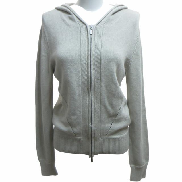 【中古】フォクシー FOXEY Eyelet V Knit Parka 39666 シルク混 ニットパーカー ジャケット フーディ ベージュ 40の通販は 9,216円