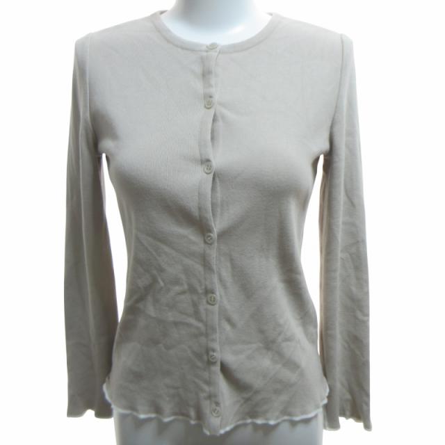 【中古】フォクシー FOXEY 37617 カーディガン ノーカラ— シェルボタン 長袖 ベージュ アイボリー 38 約M IBO64の通販は 10,800円