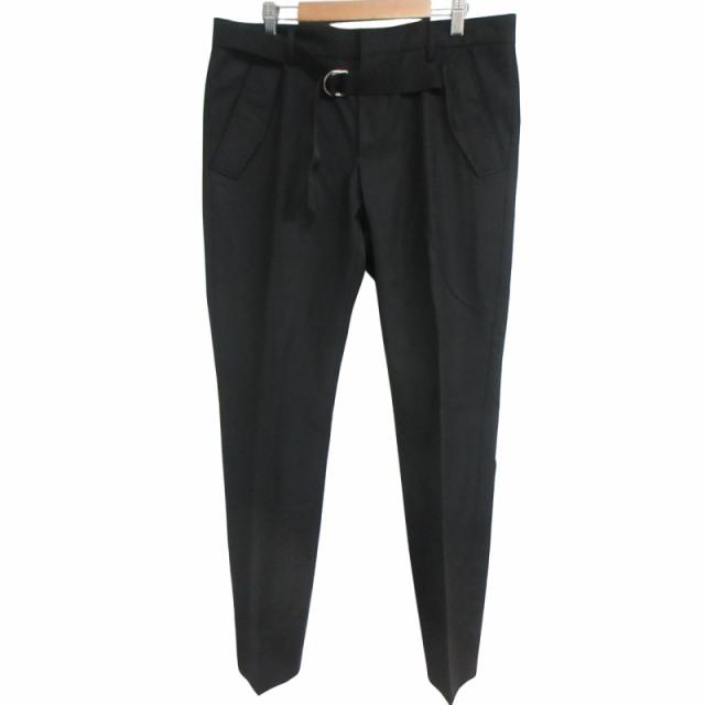 【中古】ヴァレンティノ ヴァレンチノ  VALENTINO 美品 モヘア混 ウール パンツ スラックス ベルト 黒 46の通販は 10,804円