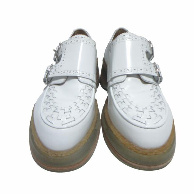 【中古】エルメス HERMES 希少 20-21AWコレクション ダブルモンク レザーシューズ 革靴 ホワイト 39 25.5 IBO66_2