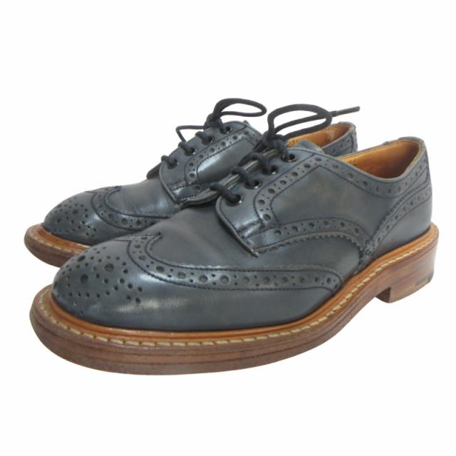 【中古】トリッカーズ M5633 バートン ダービーブローグシューズ レザー 革靴 ウイングチップ グリーン 5.5-5 IBO66の通販は