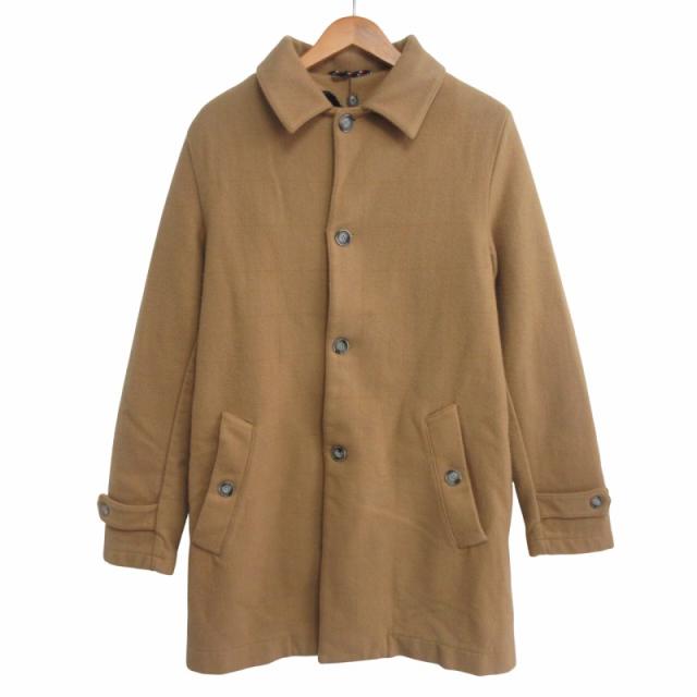 【中古】未使用品 マッドソン MADSON タグ付 ウールステンカラーコート ボアライナー付 イタリア製 キャメル S IBO68