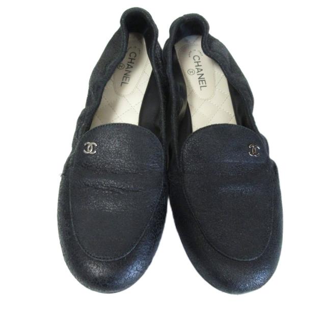 シャネル CHANEL フラットシューズ マトラッセ スエード ココマーク