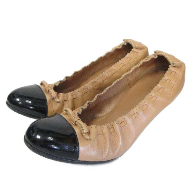 中古】シャネル CHANEL バイカラー ココマークリボン パンプス レザー
