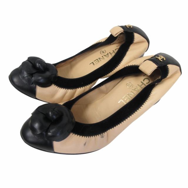 【美品】シャネル　バレエシューズ　パンプス　ココマーク　カメリア　スエード 中古】シャネル CHANEL カメリア バレエシューズ パンプス ココ