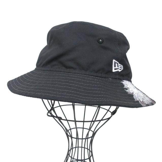 【ニューエラ×ヨウジヤマモト】バケットハット　ブラック　ダリア　S/M ニューエラ×ヨウジヤマモト】バケットハットブラックダリアS/M