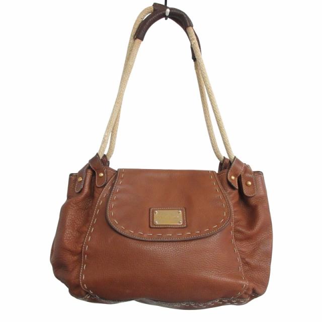 【中古】ドルチェ&ガッバーナ ドルガバ レザー ハンドバッグ トートバッグ レオパード柄 Y2K ブラウン ☆AA★