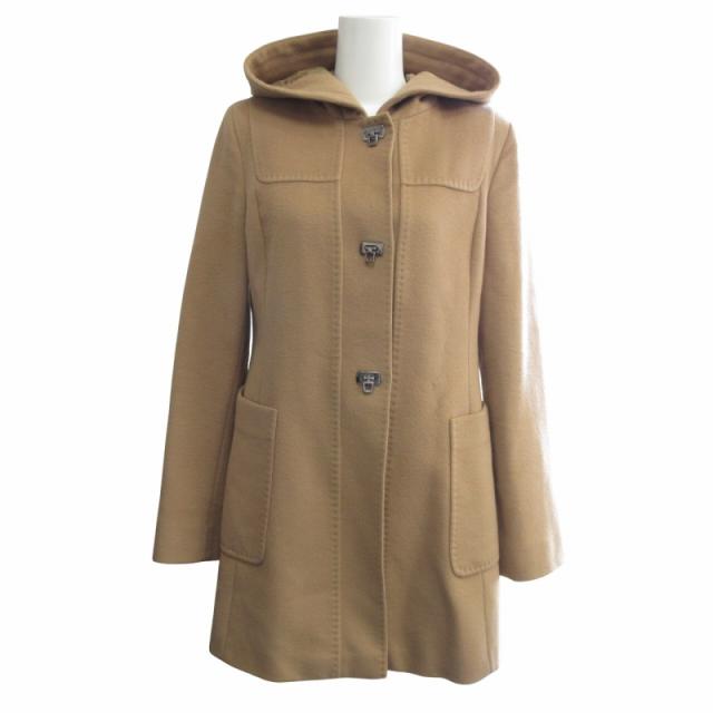 【中古】マックスマーラステュディオ Max Mara Studio フーデッドコート ウール 60862813 トグル キャメル 40 約L