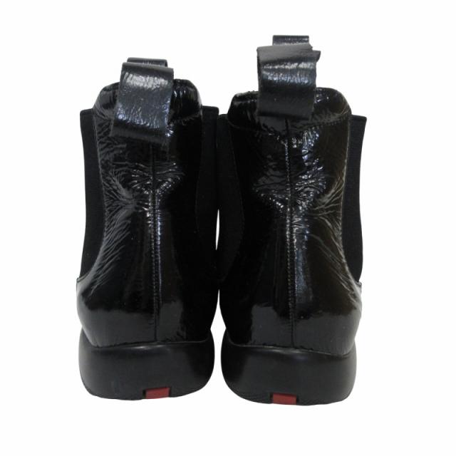 中古】プラダ 3T1381 サイドゴア パテントレザー ショートブーツ