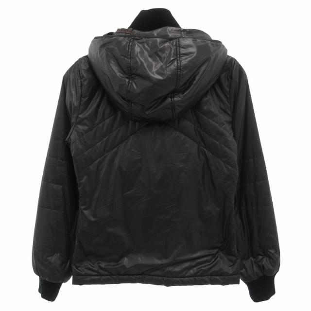 未使用　DIESEL 黒 ジャケット 中綿入りフードコート DIESEL（ディーゼル） 中綿コート アウター ロング フード フェイク