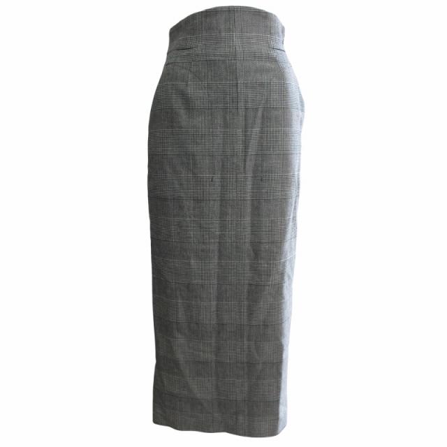 【中古】未使用品 マメクロゴウチ タグ付 23SS Houndstooth Geometric Plaid Skirt リネン マキシ スカート サイズ1