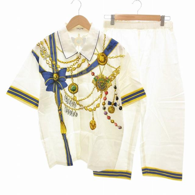 CELINE ホワイト パジャマ CELINE シルク ルームウェア M ホワイト