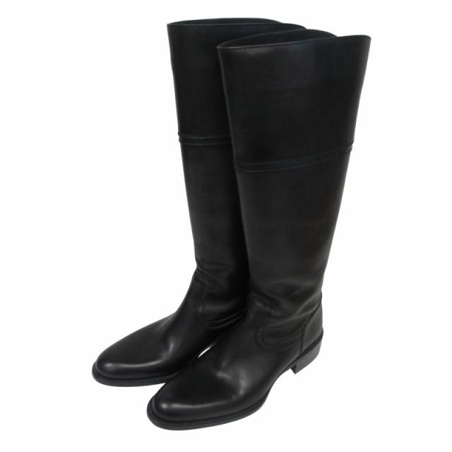 【中古】サルトル SARTORE バックジップブーツ ロングブーツ レザー 皮革 イタリア製 黒 ブラック 35 約22.5 IBO78