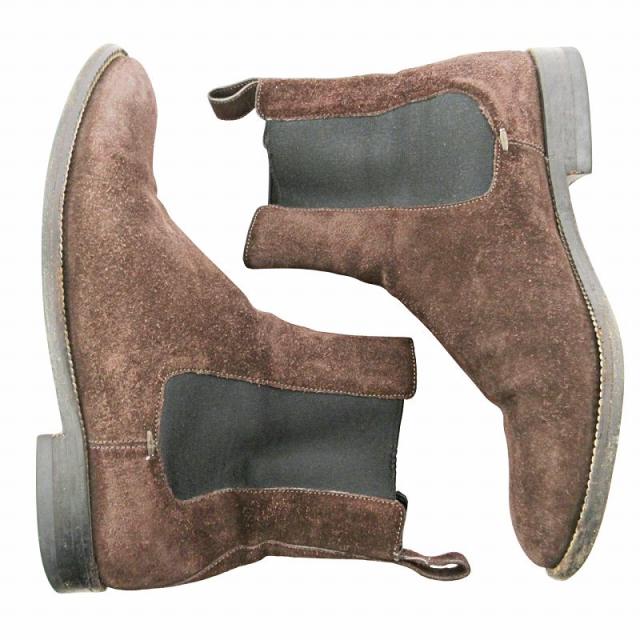 【中古】グッチ GUCCI スウェード サイドゴア ブーツ 6.5 25.5cm ブラウン 茶 0729 メンズ