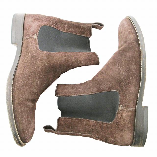 【中古】グッチ GUCCI スウェード サイドゴア ブーツ 6.5 25.5cm ブラウン 茶 0729 メンズ