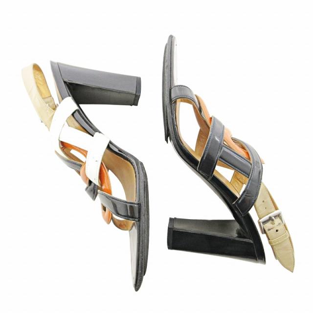中古】エルメス HERMES シェーヌダンクル サンダル チャンキーヒール