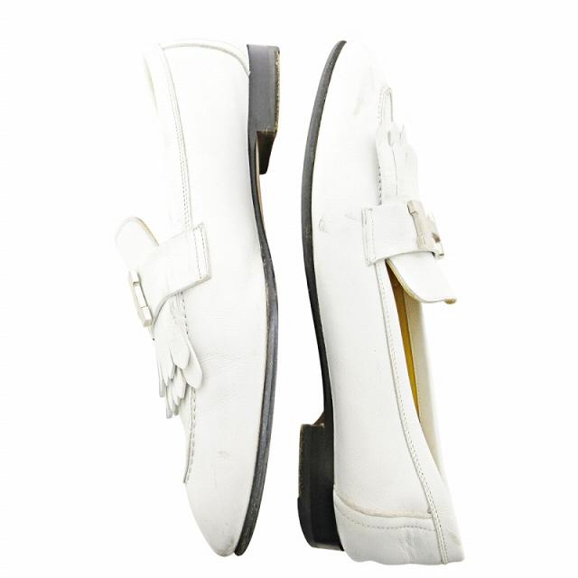 【中古】エルメス HERMES モカシン ロワイヤル コンスタンス ローファー H金具 レザー 37.5 24.5cm ホワイト 白