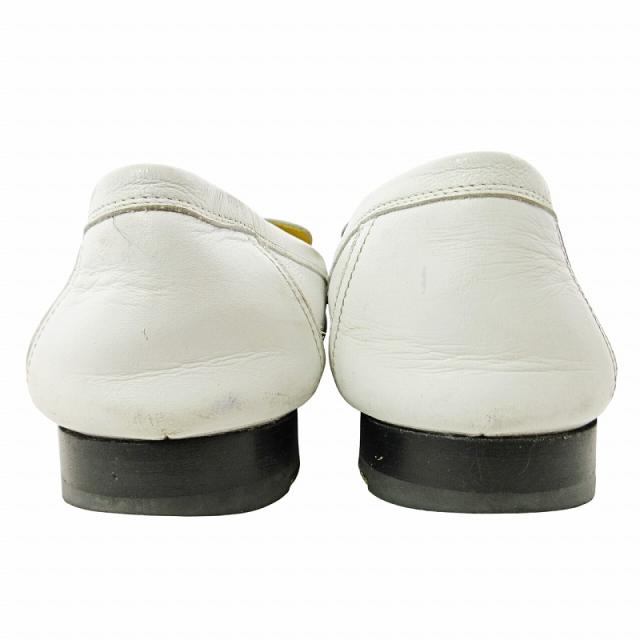 【中古】エルメス HERMES モカシン ロワイヤル コンスタンス ローファー H金具 レザー 37.5 24.5cm ホワイト 白