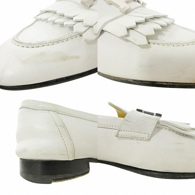 【中古】エルメス HERMES モカシン ロワイヤル コンスタンス ローファー H金具 レザー 37.5 24.5cm ホワイト 白