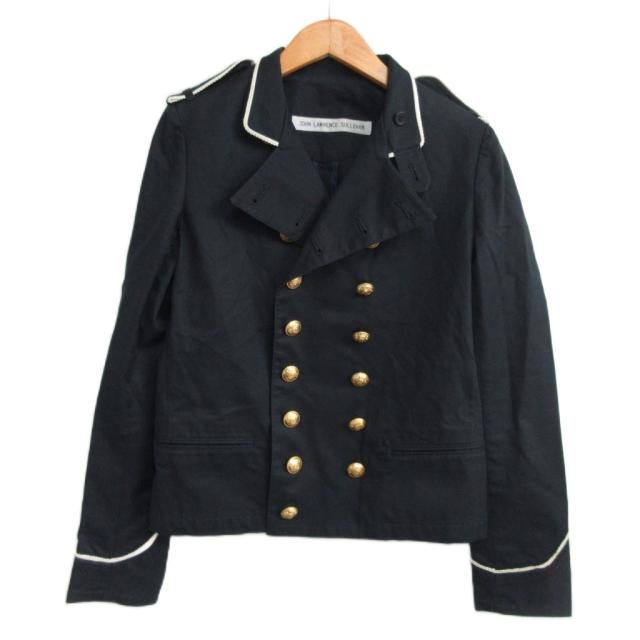 【中古】ジョンローレンスサリバン ナポレオンジャケット コットン 金ボタン ブレザー 黒 ブラック 32 XS相当 IBO78