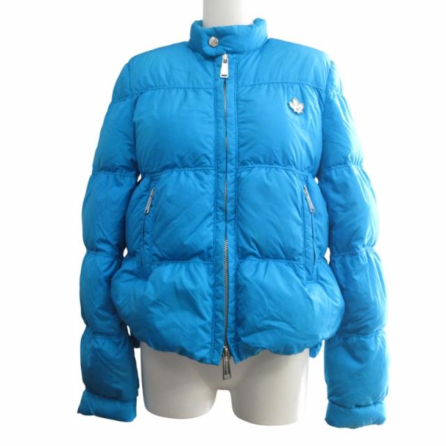 【中古】ディースクエアード DSQUARED2 12AW ダウンジャケット ブルゾン カナダロゴ 金具 ブルー 42 約M IBO78
