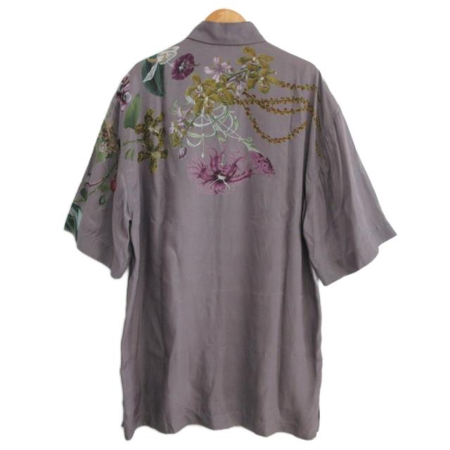 【中古】ドリスヴァンノッテン タグ付 23AW 海外限定 CASSIDYE 7092 M W S/S Shirt レーヨンシャツ 半袖 パープル S_1