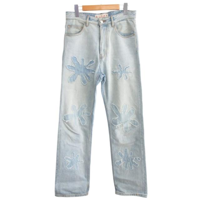 【中古】マルニ MARNI 22SS Daisy Denim Pants フラワーパッチ デニムパンツ ジーンズ ライトインディゴ 29 S相当