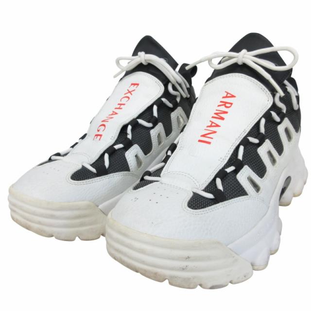 【中古】アルマーニエクスチェンジ A/X ARMANI ボリュームソール スニーカー 厚底 ロゴ 白 ホワイト  26.0cm IBO80