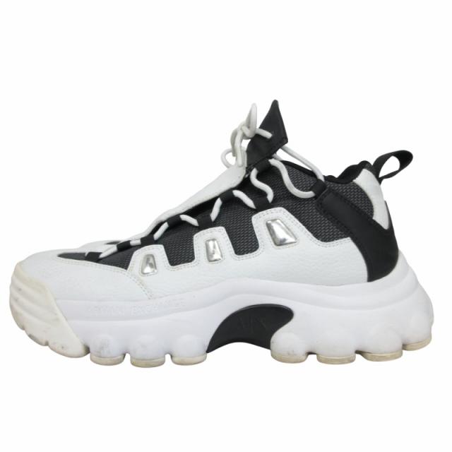 【中古】アルマーニエクスチェンジ A/X ARMANI ボリュームソール スニーカー 厚底 ロゴ 白 ホワイト  26.0cm IBO80