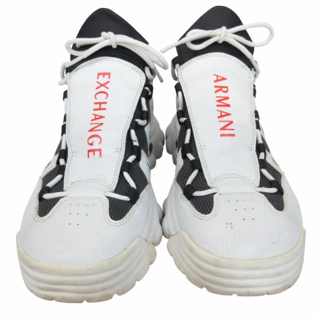 【中古】アルマーニエクスチェンジ A/X ARMANI ボリュームソール スニーカー 厚底 ロゴ 白 ホワイト  26.0cm IBO80