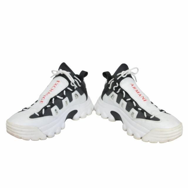 【中古】アルマーニエクスチェンジ A/X ARMANI ボリュームソール スニーカー 厚底 ロゴ 白 ホワイト  26.0cm IBO80