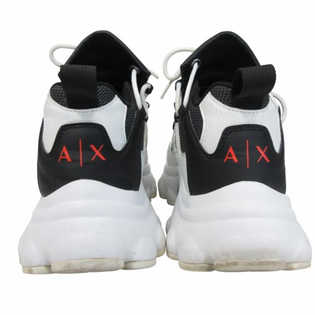 【中古】アルマーニエクスチェンジ A/X ARMANI ボリュームソール スニーカー 厚底 ロゴ 白 ホワイト  26.0cm IBO80