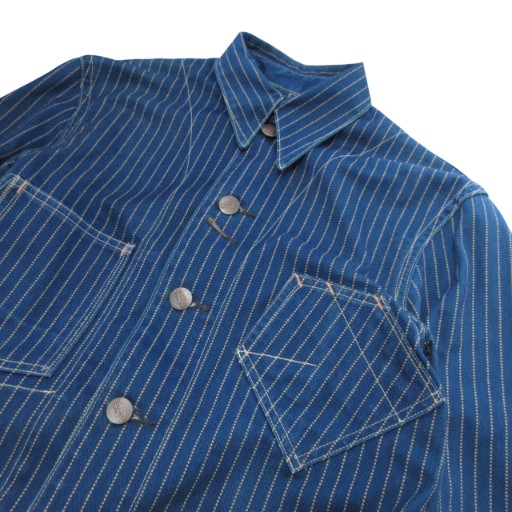 【中古】ダブルアールエル RRL ラルフローレン WABASH STRIPE RAILROAD JACKET カバーオール ワーク インディゴ S 中古】ダブルアールエル RRL ラルフローレン WABASH STRIPE RAILROAD
