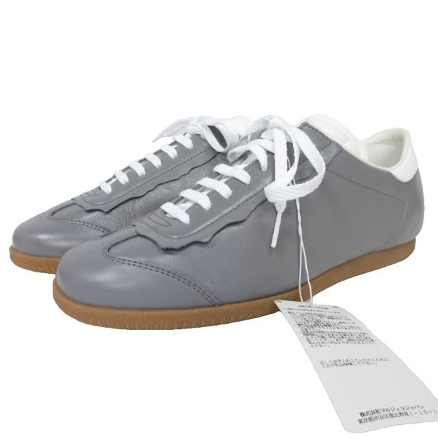 【中古】未使用品 メゾンマルジェラ 22 タグ付 24SS レプリカ フェザーライト オールレザー スニーカー グレー 40