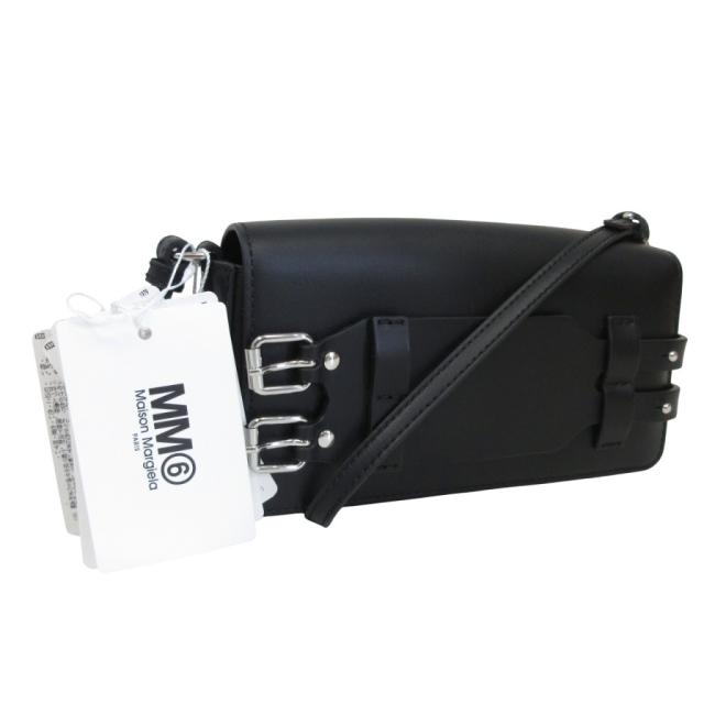 【中古】未使用品 MM6 メゾンマルジェラ タグ付 25SS BRACELET BAG ショルダーバッグ レザー SB6WG0018 ブラック