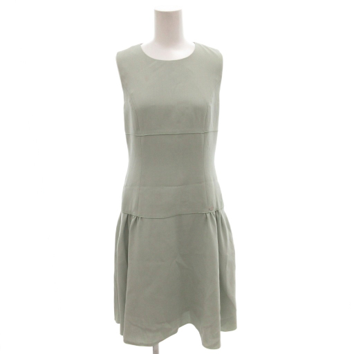 【中古】フォクシー FOXEY レディスピーガ ドレス ワンピース ウール ひざ丈 38 緑 グリーン 31296 /FF レディース