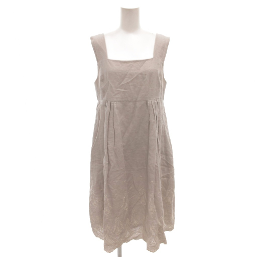 【中古】フォクシー FOXEY ルクセンブルグ ドレス ワンピース ひざ丈 麻 リネン 40 グレー 38776 /FF レディース