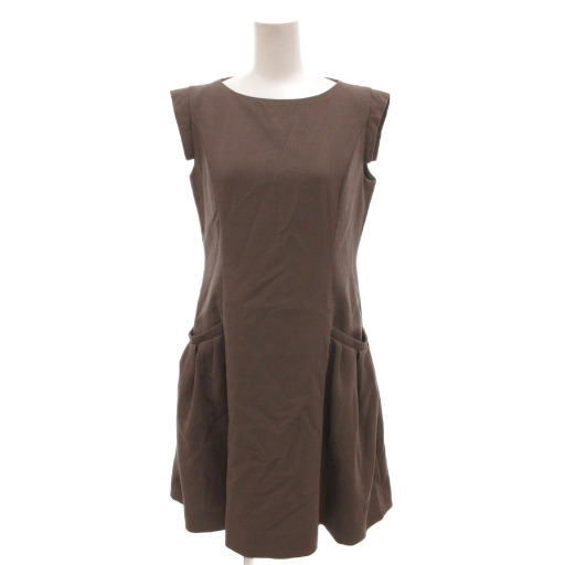 【中古】フォクシー FOXEY デイジーアフタヌーン ショートスリーブ ワンピース 半袖 ワンピース ウール 40 茶