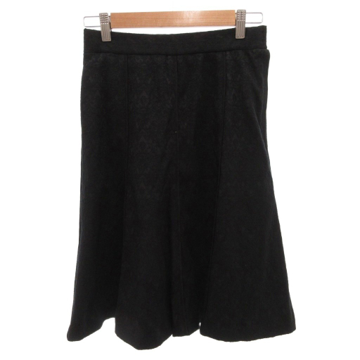 【中古】ヴィヴィアンタム VIVIENNE TAM 美品 ひざ丈スカート 38 黒 ブラック ジャガード 総柄 IBO82