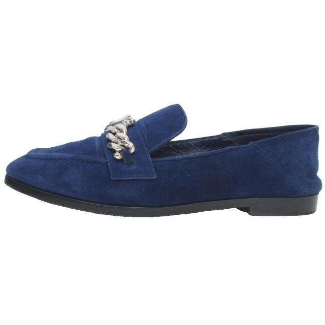 中古】ルイヴィトン スエード チェーンビット ローファー シルバー金具