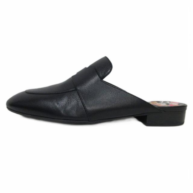 【中古】エルメス HERMES 希少 レア 21年春夏 Catena Mule ミュール ゴートスキン レザー Hロゴ ブラック 38 IBO82_1