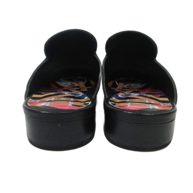 【中古】エルメス HERMES 希少 レア 21年春夏 Catena Mule ミュール ゴートスキン レザー Hロゴ ブラック 38 IBO82_4