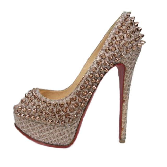 中古】クリスチャンルブタン LADY PEEP SPIKES 150 パンプス スパイク