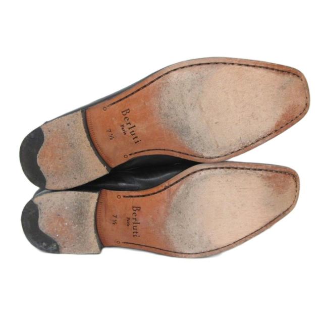 【中古】ベルルッティ Berluti リミニ ローファー カンガルー レザー コインローファー 革靴 黒 ブラック 7.5 26cm