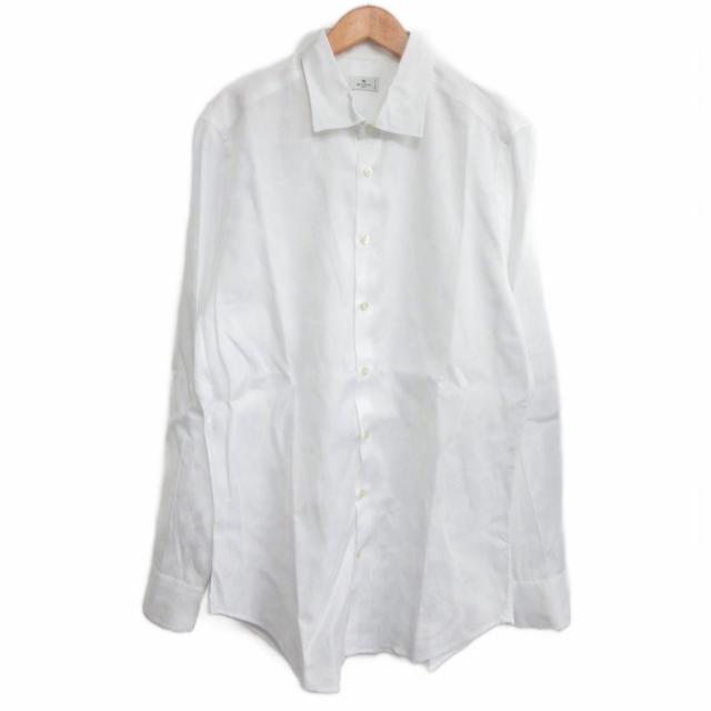 【中古】エトロ ETRO シャドーペイズリー レギュラーカラー シャツ 総柄 イタリア製 国内正規 長袖 白 ホワイト 42