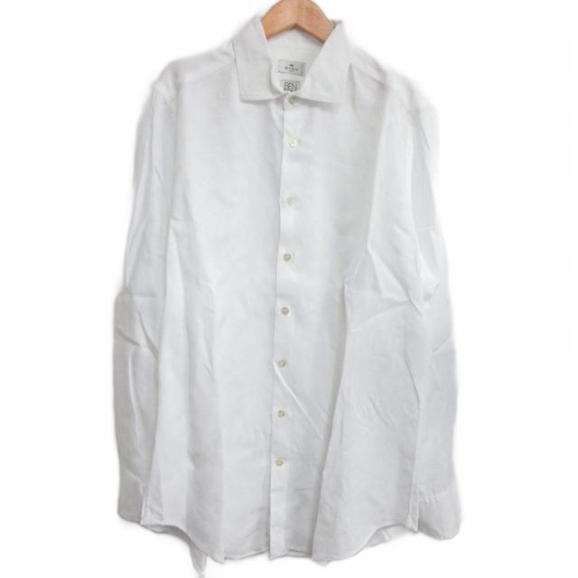 【中古】エトロ ETRO BEN ETRO ESSERE シャドーペイズリー レギュラーカラー シャツ イタリア製 長袖 ホワイト 42