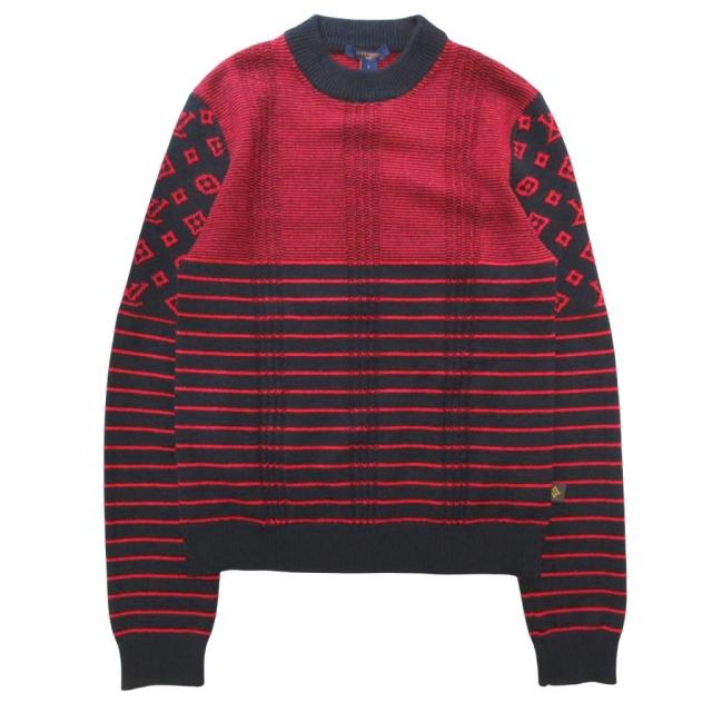 【中古】ルイヴィトン 極美品 現行 カシミヤ セーター ウィズコントラスティング モノグラム 国内正規 L ■MNK1