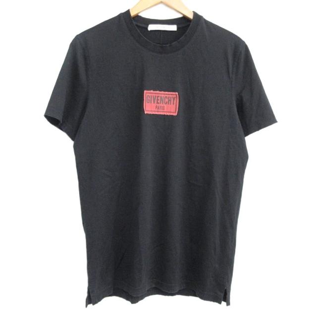 【中古】ジバンシィ GIVENCHY 18SS ロゴパッチ Tシャツ ダメージ加工 クルーネック S 黒 ブラック BM701W3Y03 ■MNK1