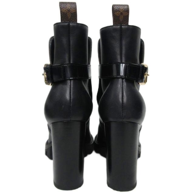 【中古】ルイヴィトン 美品 20年 スタートレイルライン モノグラム レザー ブーツ 黒 ブラック 36.5 23.5cm ■MNK1